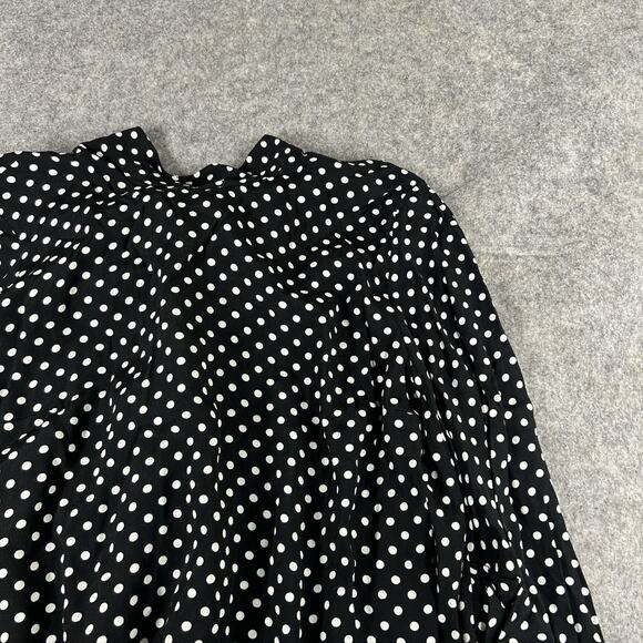 Zara Top Womens Small Black Polka Dot Tie Back Chiffon Lightweight Blouse - Picture 2 of 9
